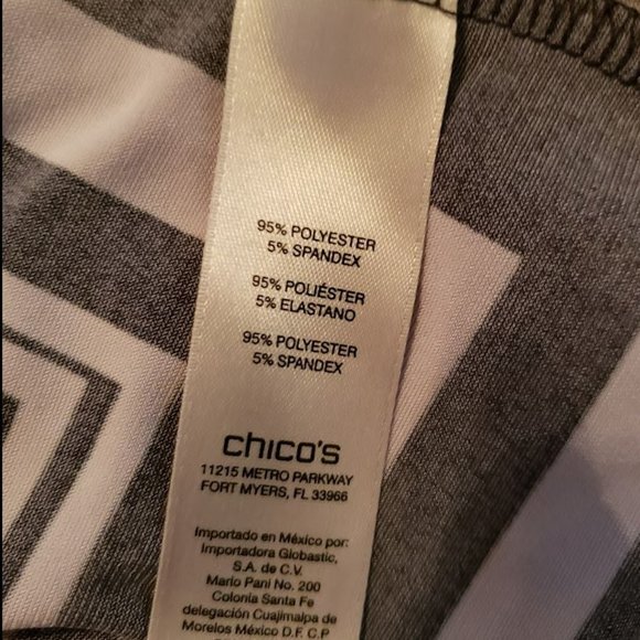 Chicos Womens Top Sz 2 or Large Black White Asymmetrical Long Sleeve, zi… - Picture 5 of 6